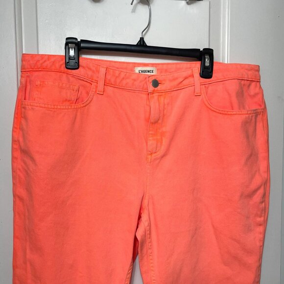New L'AGENCE Milana Low Rise Stovepipe Straight-Leg Jean in Bright Coral size 34 - Picture 9 of 15